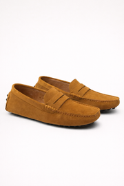 Suede Driver Loafers Caramel