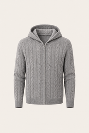 Avero Cashmere Hooded Cable Knit Grey