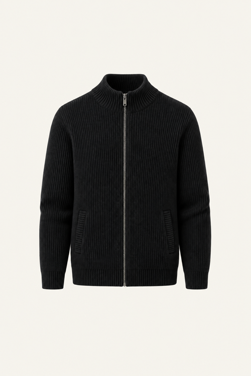 Narivo Australian Wool Zip Knit Black