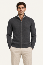 Sivaro Cashmere Reversible Zip Knit Dark Grey & Grey