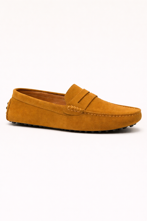 Suede Driver Loafers Caramel