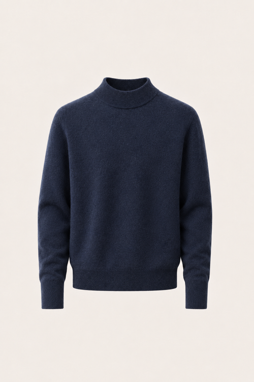 Aurelio Cashmere Mock Neck Midnight Blue
