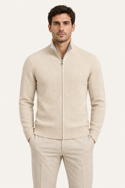 Sivaro Cashmere Reversible Zip Knit Beige & Grey