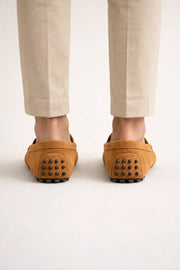 Suede Driver Loafers Caramel