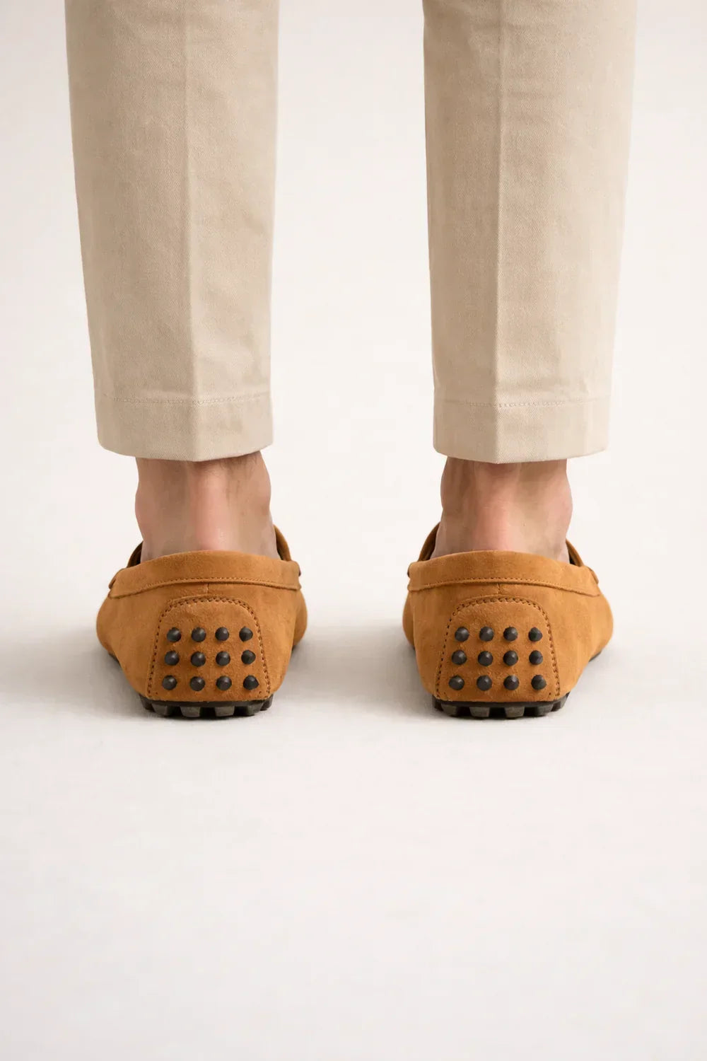 Suede Driver Loafers Caramel