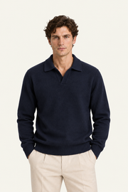 Malero Wool Polo Knit Navy