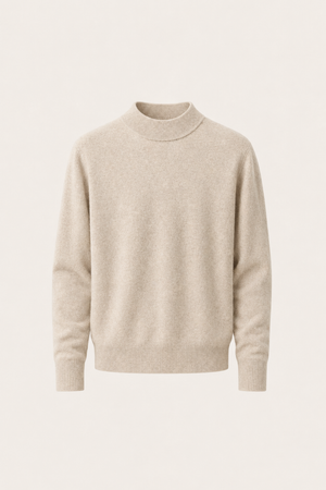 Aurelio Cashmere Mock Neck Sand