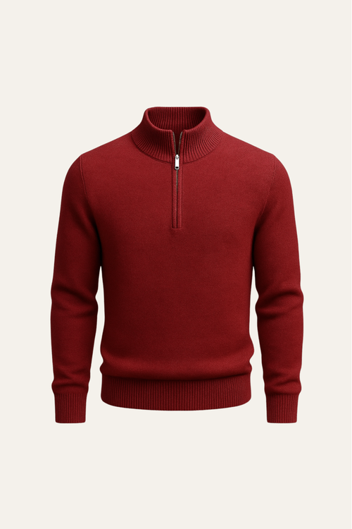 Calero Australian Wool Quarter-Zip Maroon