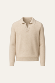 Malero Wool Polo Knit Oatmeal