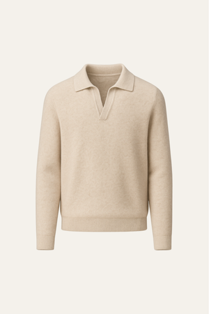 Malero Wool Polo Knit Oatmeal