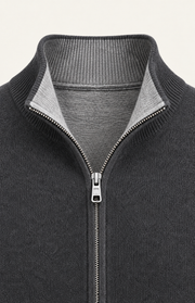 Sivaro Cashmere Reversible Zip Knit Dark Grey & Grey