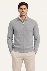 Sivaro Cashmere Reversible Zip Knit Beige & Grey