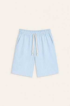 Lenaro Linen Striped Short Light Blue