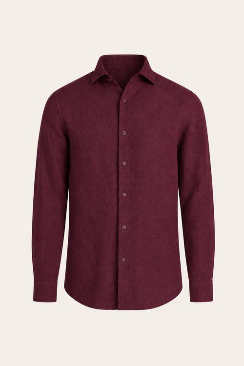 Avari Linen Shirt Burgundy