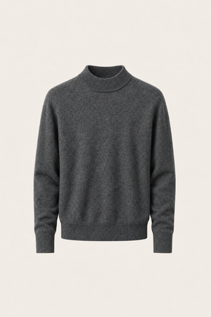 Aurelio Cashmere Mock Neck Dark Grey