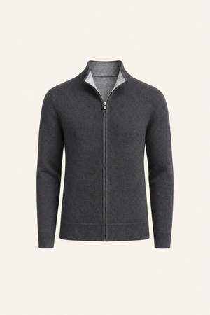Sivaro Cashmere Reversible Zip Knit Dark Grey & Grey