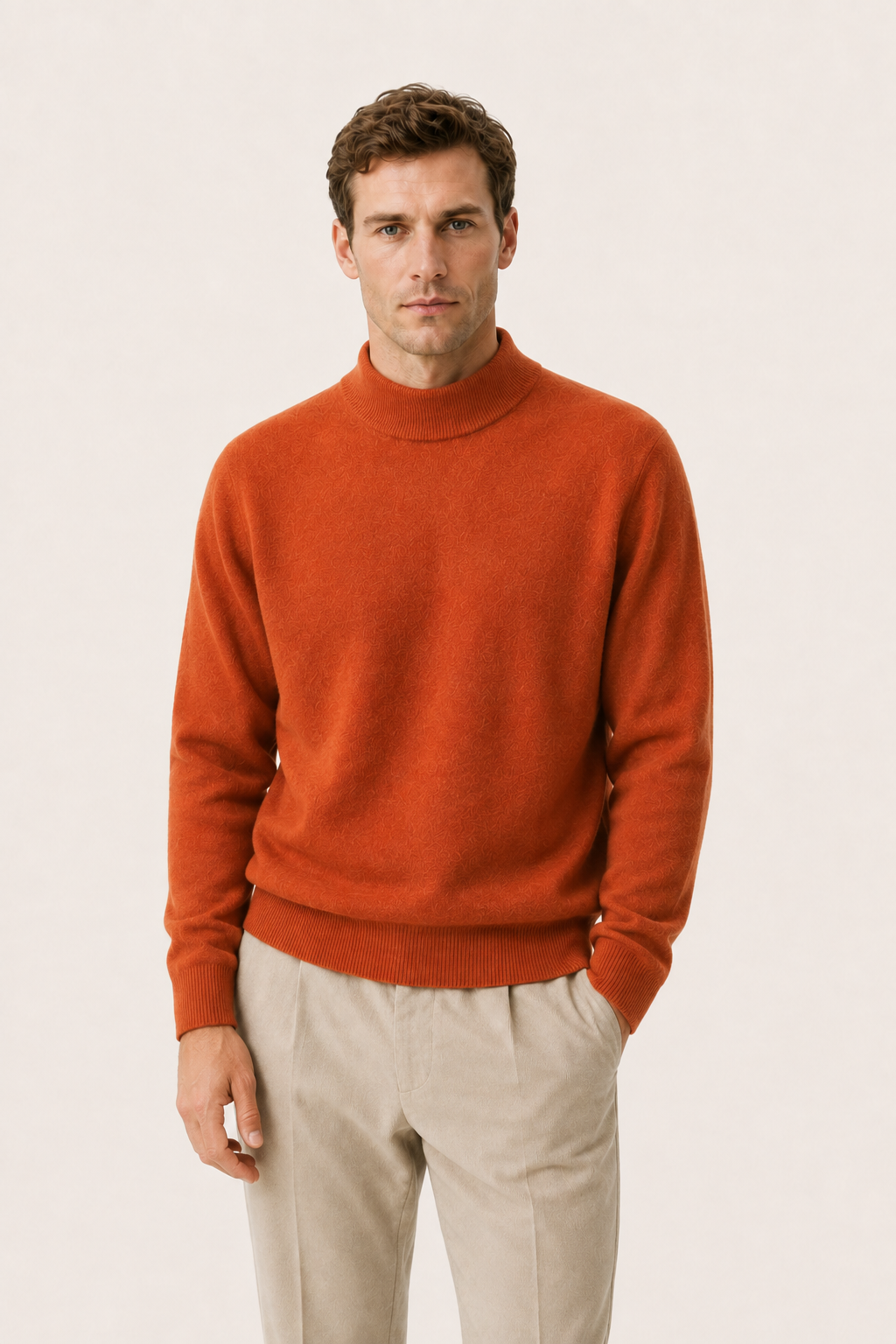 Aurelio Cashmere Mock Neck Terracotta