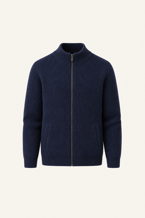 Narivo Australian Wool Zip Knit Navy