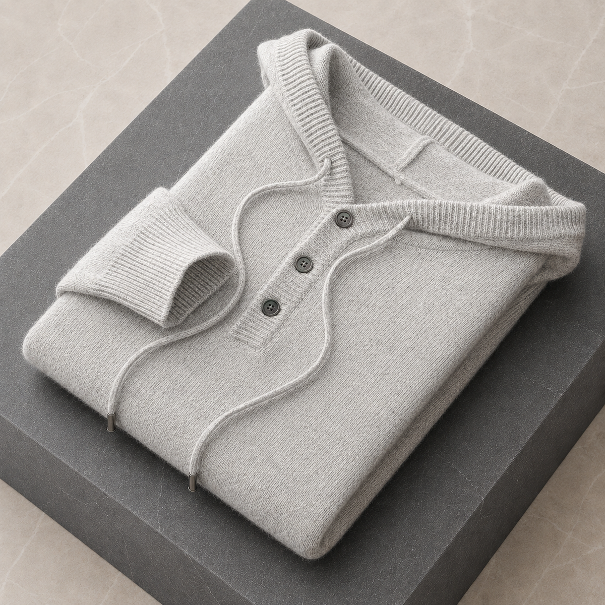 Avaro Merino Hooded Knit Grey