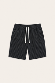 Lenaro Linen Striped Short Black
