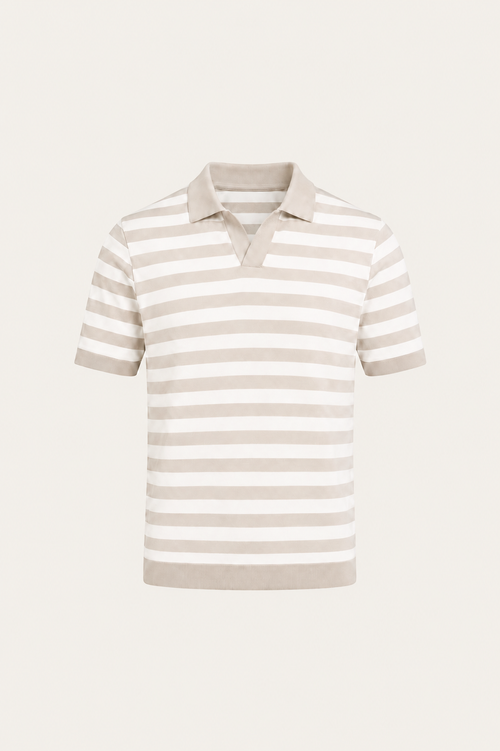 Nolani Striped Polo Beige