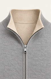 Sivaro Cashmere Reversible Zip Knit Beige & Grey