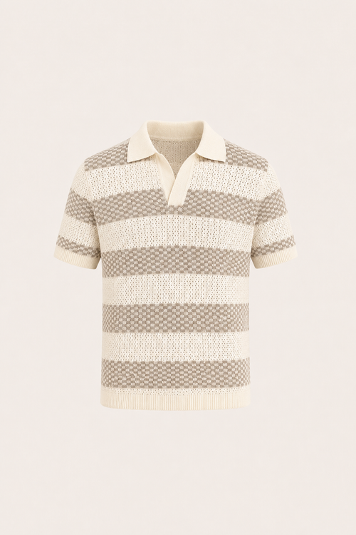 Covani Striped Polo Apricot
