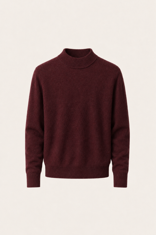 Aurelio Cashmere Mock Neck Burgundy