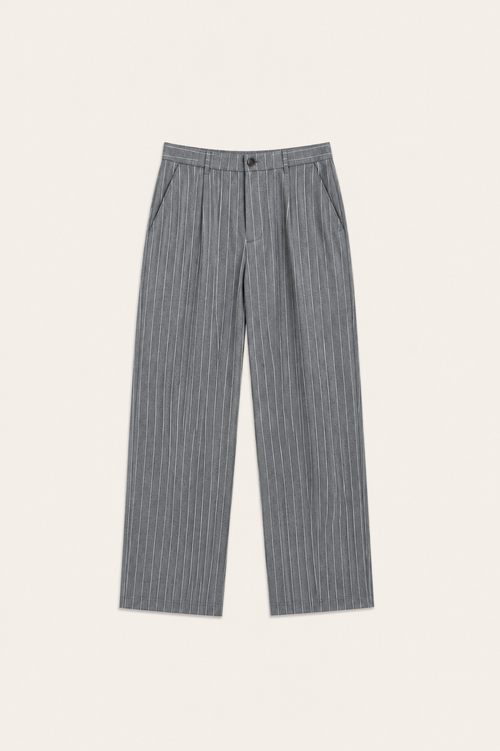 Borelo Linen Striped Trousers Grey