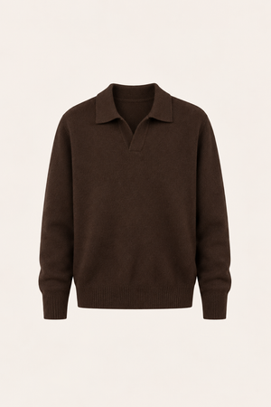 Malero Wool Polo Knit Brown
