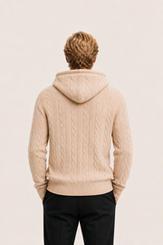 Avero Cashmere Hooded Cable Knit Beige