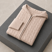 Avero Cashmere Hooded Cable Knit Beige