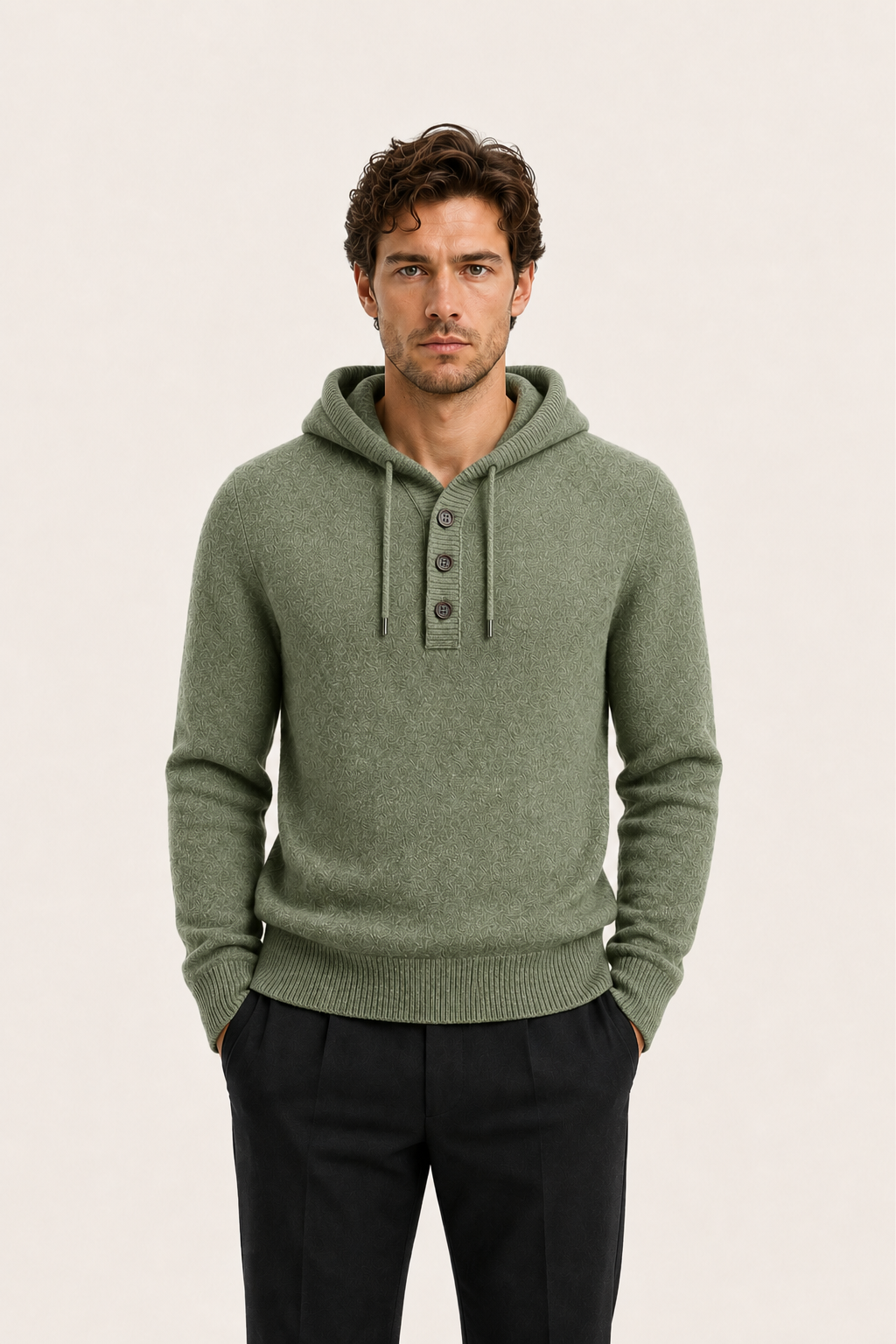 Avaro Merino Hooded Knit Green