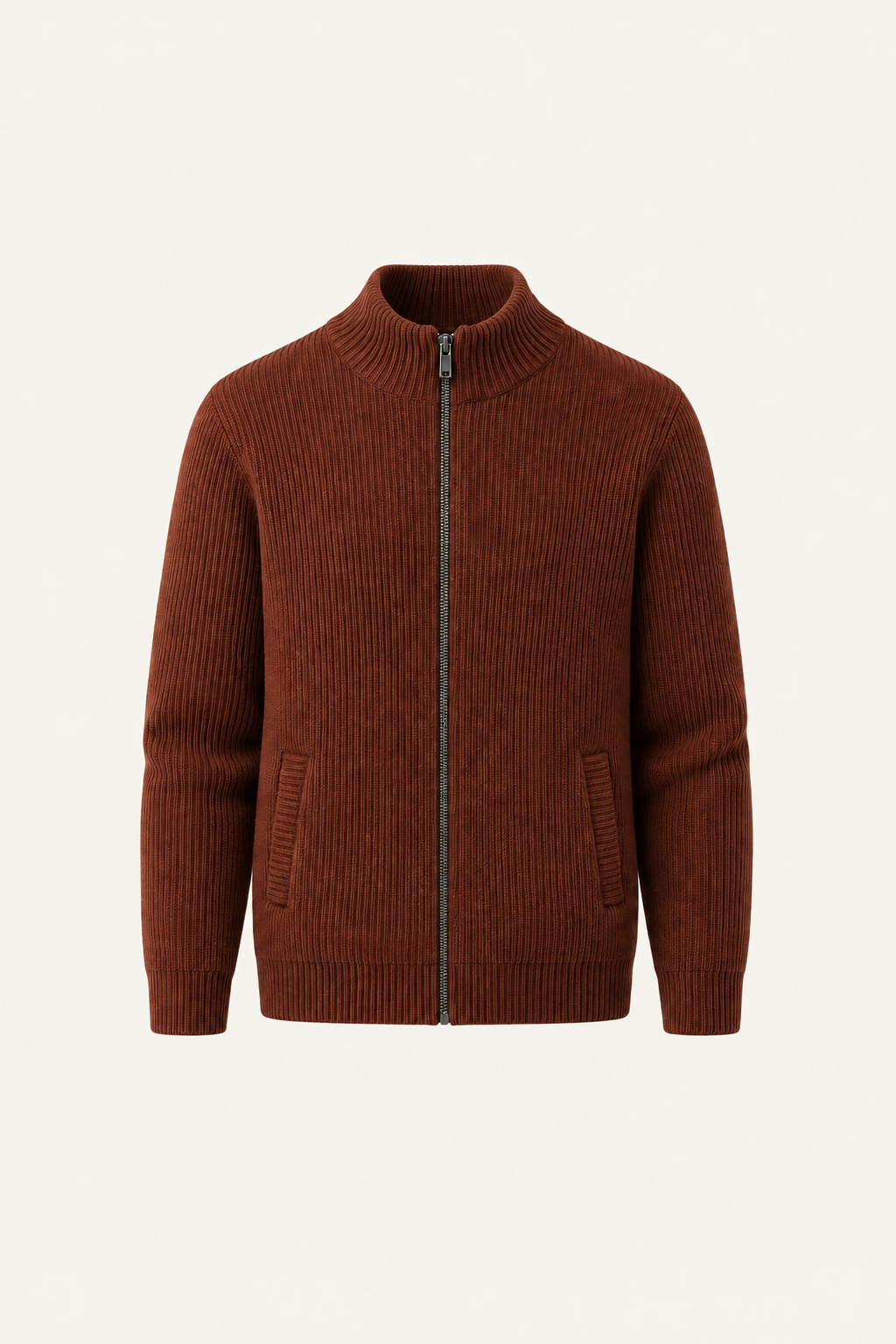 Narivo Australian Wool Zip Knit Terracotta