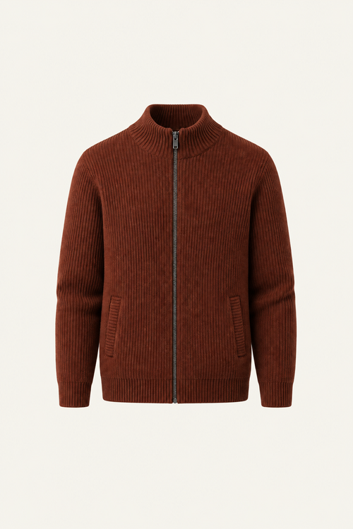 Narivo Australian Wool Zip Knit Terracotta