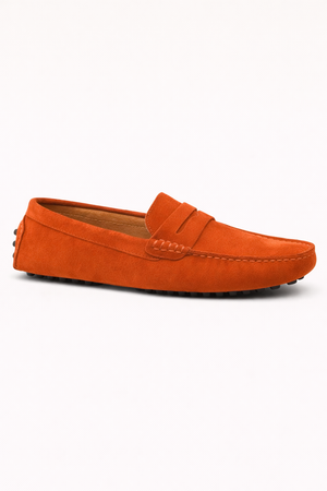 Suede Driver Loafers Orange