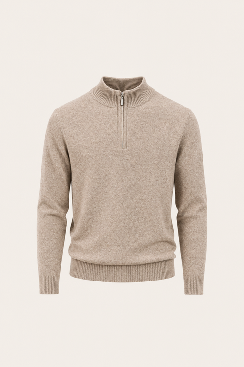 Calero Australian Wool Quarter-Zip Beige