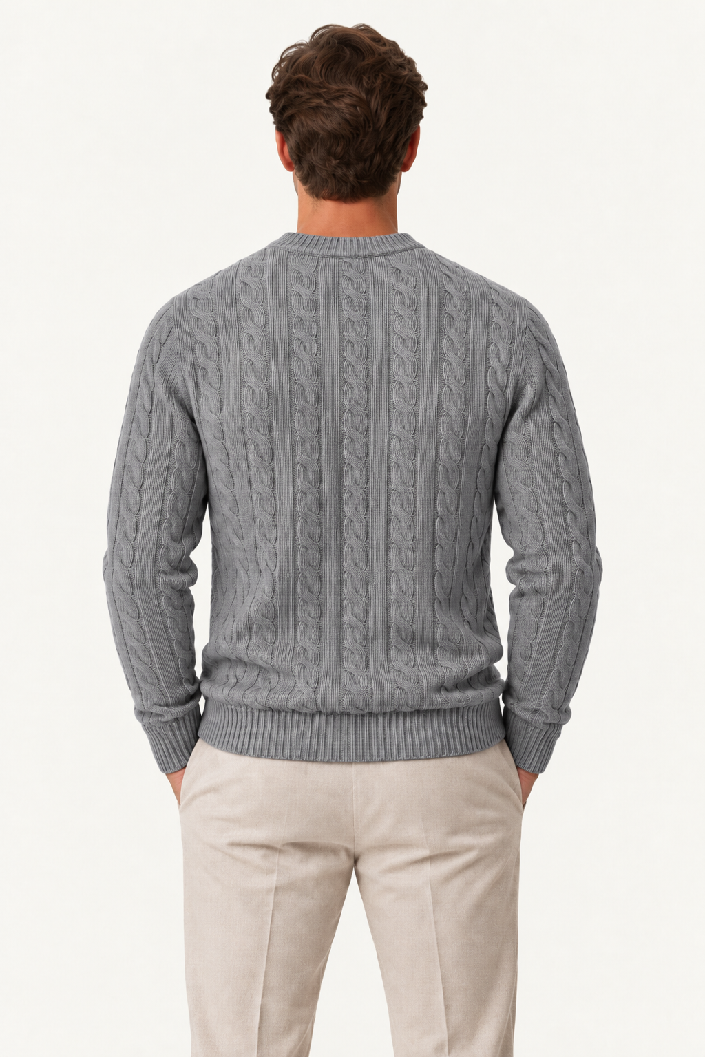 Velaro Cable Knit Crewneck Grey
