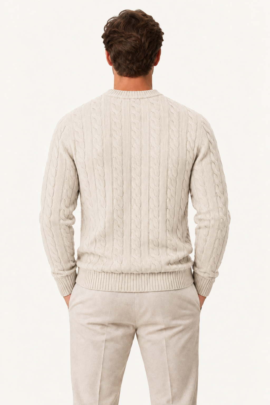 Velaro Cable Knit Crewneck White
