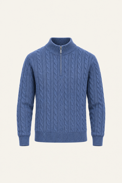 Seviro Australian Wool Cable Knit Blue