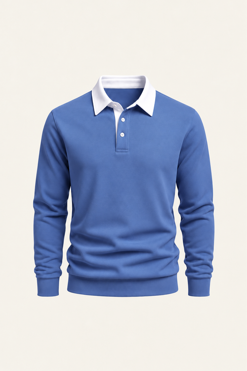 Meravo Longsleeve Cotton Polo Blue