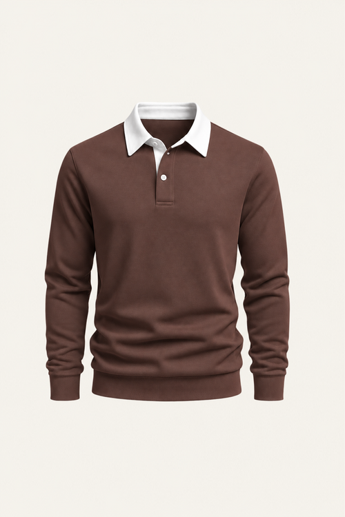 Meravo Longsleeve Cotton Polo Brown