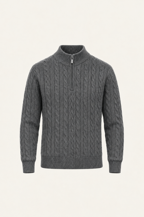 Seviro Australian Wool Cable Knit Dark Grey