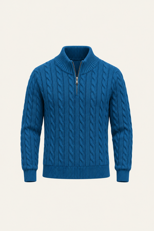 Tilano Cable Quarter-Zip Knit Ocean Teal