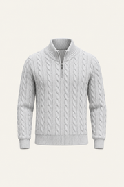 Tilano Cable Quarter-Zip Knit Grey