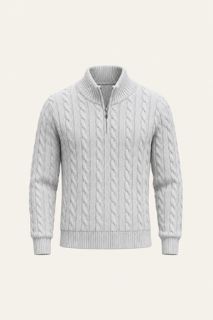 Tilano Cable Quarter-Zip Knit Grey