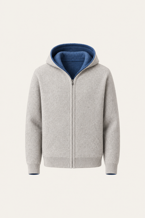 Talero Reversible Hooded Zip Knit Grey/Blue