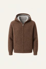 Talero Reversible Hooded Zip Knit Brown/Grey