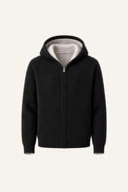 Talero Reversible Hooded Zip Knit Black/Ivory
