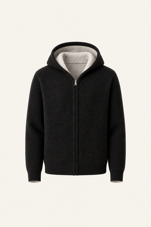Talero Reversible Hooded Zip Knit Black/Ivory
